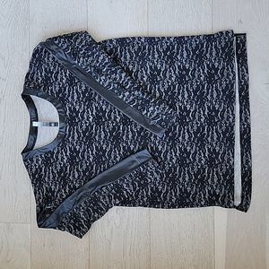 Kensie long sleeve light sweatshirt faux leather sleeve detail